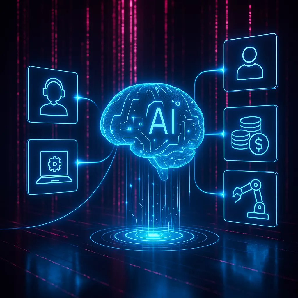 Futuristic AI Automation Workflow Visualization